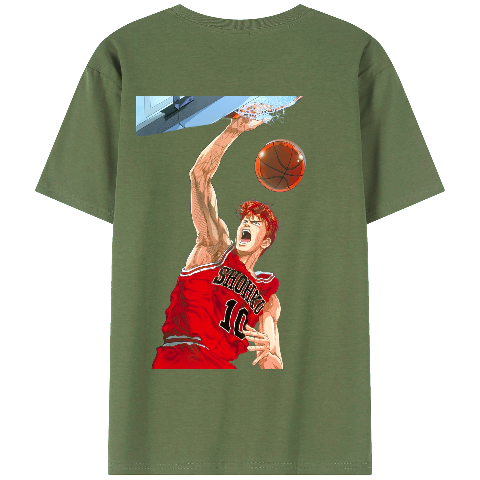 （画像用） SLAM DUNK／スラムダンク 綿100％ メンズ半袖Tシャツ（バックプリント） 通気性